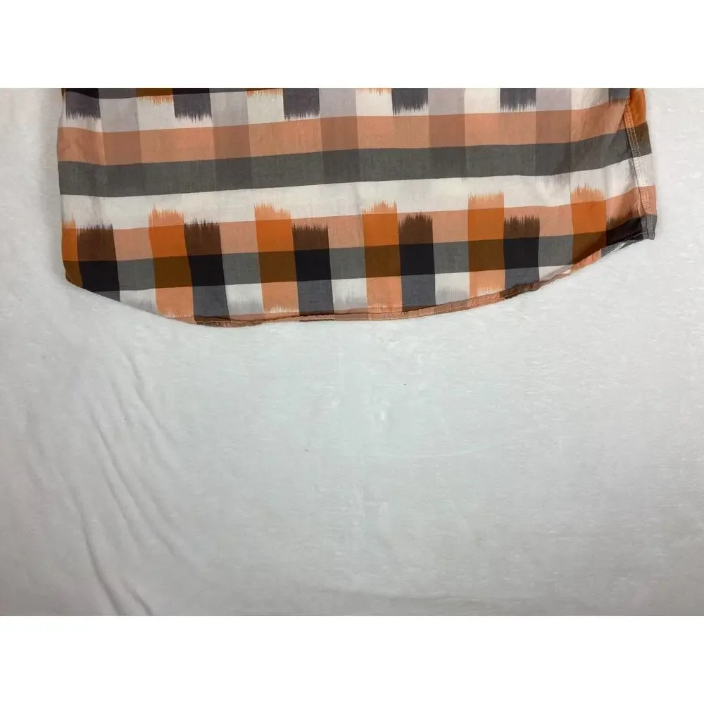 RuffHewn‎ RH Mens Shirt XXL Orange Plaid Button Short Sleeves Pockets